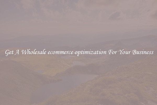 Get A Wholesale ecommerce optimization For Your Business