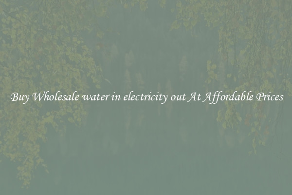 Buy Wholesale water in electricity out At Affordable Prices