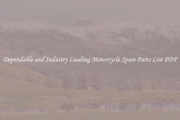 Dependable and Industry Leading Motorcycle Spare Parts List PDF