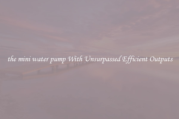 the mini water pump With Unsurpassed Efficient Outputs