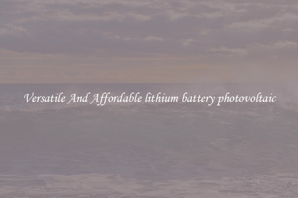 Versatile And Affordable lithium battery photovoltaic